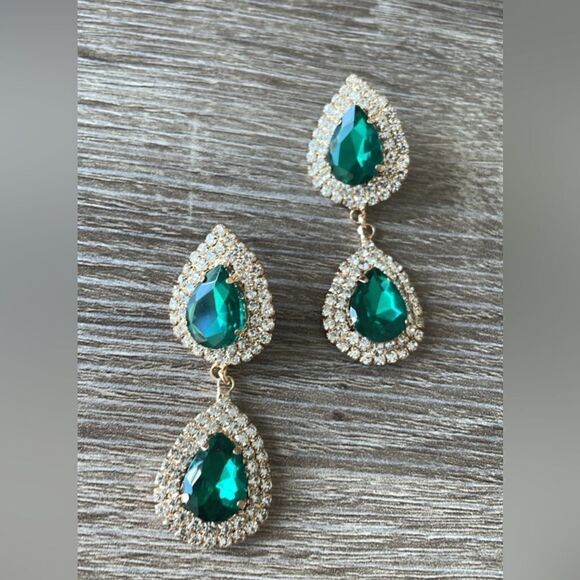 Rhinestones crystal drop earrings A198 - Picture 3 of 5